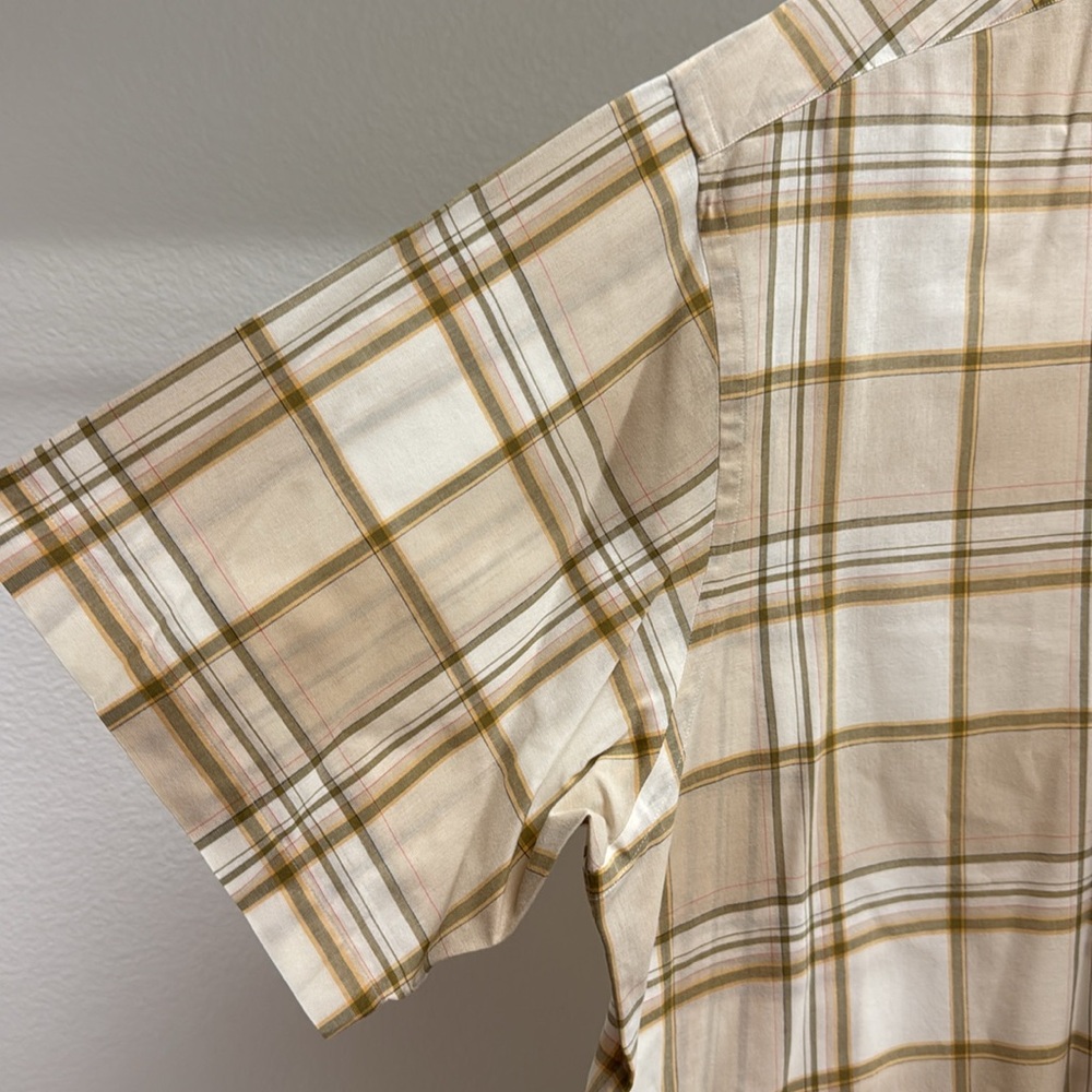 Turnbury Men’s XL‎ Short Sleeve Button Down Tan Plaid Dress Shirt 100% Cotton - Picture 4 of 14